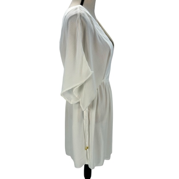 Lauren Ralph Lauren Short Sleeve V-Neck Front & Back Tunic Coverup - White - Lrg - Picture 2 of 10